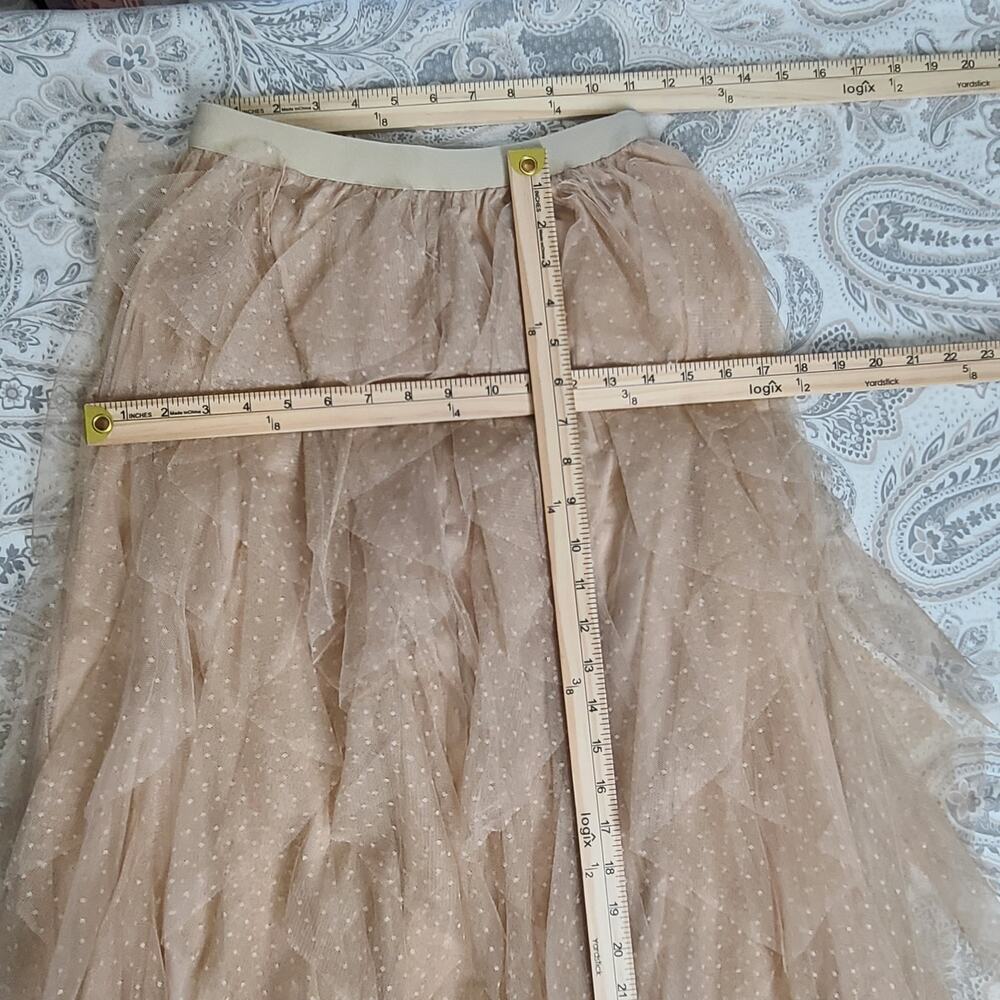 Chic Wish Dots full ruffled tulle skirt Light tan women's beige Fairy Whimsy - Picture 8 of 11